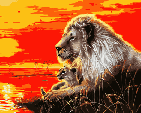 Lion Diy Paint By Numbers Kits  UK AN0474