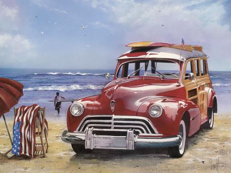 Vehicle Red Car Seaside Diy Paint By Numbers Kits UK LS456