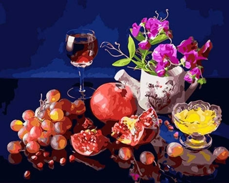 Flower DIY Wine And Fruit Paint By Numbers Kits FD222