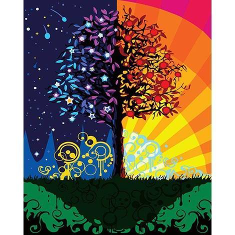 Colorful Tree Diy Paint By Numbers Kits UK FK394
