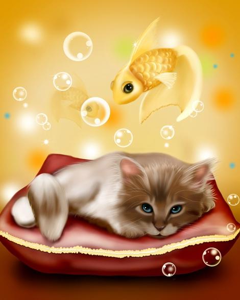 Cat Fish Diy Paint By Numbers Kits UK PE0126
