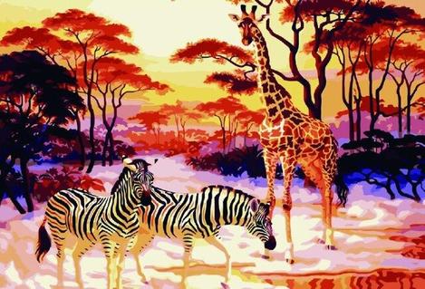 Giraffe Zebra Paint by Numbers Kits UK AN0479