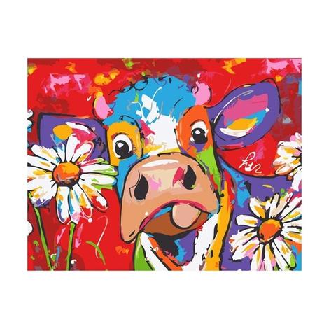Colorful Cow Diy Paint By Numbers Kits UK AN0489