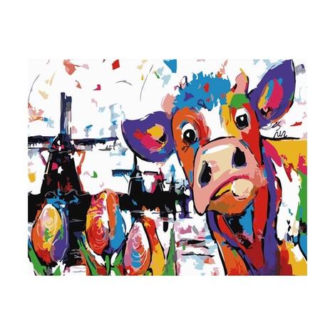 Colorful Cow Diy Paint By Numbers Kits UK AN0501